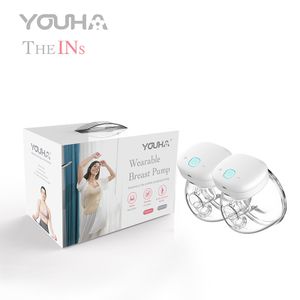 Youha – Elektrische Doppel-Freisprech-Milchpumpe mit App-Verbindung – Freihändig – Einfaches Abpumpen – BPA-frei – 2 x 240 ml Auffangbecher – Stillen – Größe: 24 mm