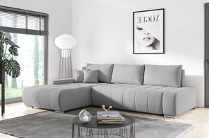 MEBLITO Ecksofa Eckcouch Bonari L Form Sofa mit Schlaffunktion Bettkästen Couch Sofagarnitur Links