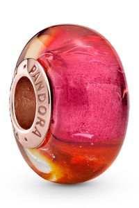Pandora Moments Rose 2021 Summer Collection Charm Glittering Sunset Murano Glass Charm 789440C00