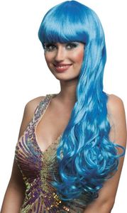 Perücke Oceana Langhaar mit Pony Eisblau