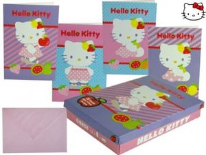 Hello Kitty sada 12 přáníček Fruity assorted v dárkové krabičce, skládací přáníčka s obálkami