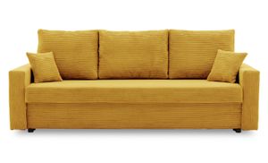 Couch AIKIDO 223x90 - mit schlaffunktion - Farben zur Auswahl - modernen Couch - mit Bettkasten - Moderner Cordstoff - Stoff POSO 043 Honigfarben