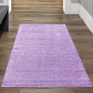 Hochflor-Teppich in Flieder – Perfekt für Fußbodenheizung Größe - 60 x 110 cm