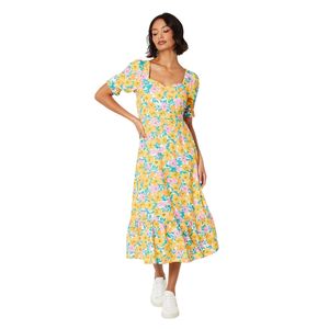 Dorothy Perkins - Dámské midi šaty DP5148 (40 DE) (Yellow/Green/Pink)