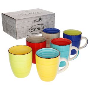 Mambocat Malaga Snaily 6-tlg. Kaffeebecher Set bunt 6 Farben für 6 Personen 300 ml Steingut