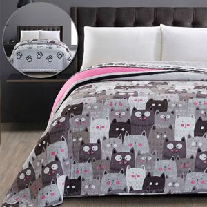 Bettüberwurf Colors - Luxus Tagesdecke mit Wendedesign, Größe:200 x 220 cm, Dessin:Cats invasion
