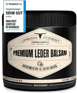 Lederbalsam & Lederpflege für Auto Möbel Jacke Motorradbekleidung Handtaschen Ledercouch Schuhe Sattel für Pferde Lederfett Premium Leder Balsam von URBAN FOREST mit Bienenwachs & Avocado-Öl, Größe:500ml