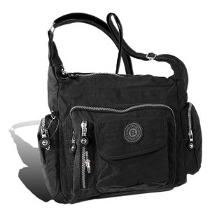 Bag Street Nylon Tasche Damenhandtasche Schultertasche schwarz 30x15x22 D2OTJ204S