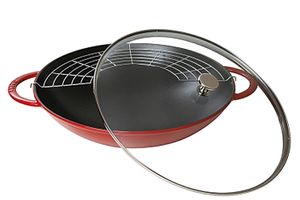 STAUB Wok nový liatinový Classic 5,7 l Ø37 cm čerešňovo červený