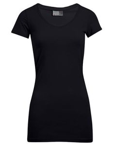 Slim-Fit V-Ausschnitt T-Shirt "Lang" Plus Size Damen, XXXL, Schwarz