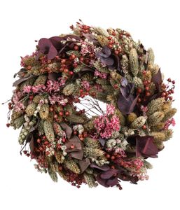 Dehner Deko-Kranz Luxury, Ø 30 cm, Naturmaterial, rot/rosa/beige