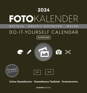 Kalender 2024 -Foto-Bastelkalender schwarz 2024- 16 x 17cm