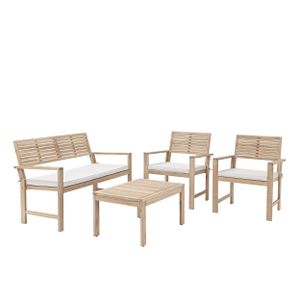 NATERIAL - Gartenmöbel set SOLIS - Gartenlounge - 4 Personen Balkon Möbel Set - Sitzgruppe Garten - Akazie - Holz / Weiß - Lounge set