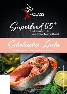 X-CLASS Superfood 65 Schottischer Lachs getreidefreies Trockenfutter für ausgewachsene Hunde 2kg