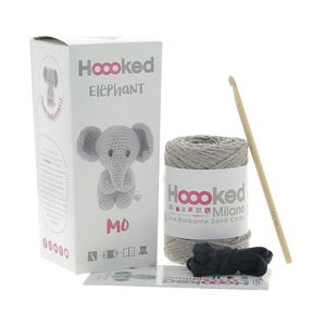 Hoooked Eco Barbante Kit, Elefant Mo Amigurumi Komplettset mit Wolle, Häkelnadel und Anleitung : Taupe Farbe: Taupe