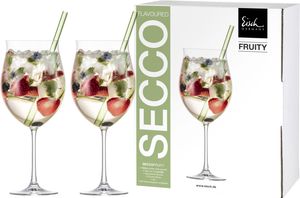 Eisch Ovocná koktejlová sada s příchutí Secco 4 ks, 2 sklenice a 2 brčka, křišťálové sklo, zelená, 25512951