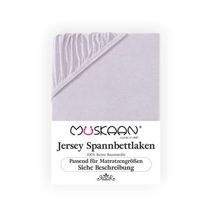 Müskaan Jersey Spannbettlaken 120x200 - 130x200 cm silber bis 22cm Matratzenhöhe Gummizug Bettlaken 100% Baumwolle