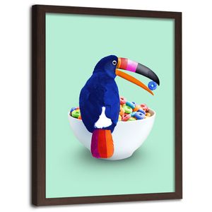 Bild mit Rahmen braun lustige Kunst Dekoration mehrfarbig 70x100 cm