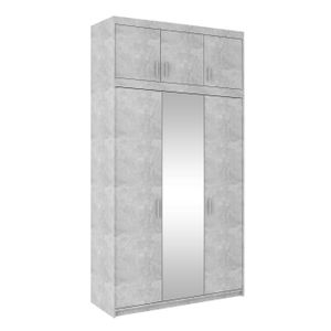 Furnix Schlafzimmerschrank 3-türiger Kleiderschrank Spiegel Aufsatz Eliza 3D 133cm Beton