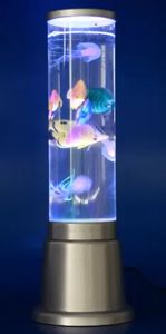 Wassersäulen LED Lampe Höhe 360 mm 5 x bunte Fische mit Netzteil -#3496