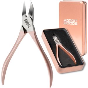 AdroitGoods Profesionální nůžky na nehty - na tvrdé nehty na nohou - růžové - s vestavěnými pružinami - s úložným pouzdrem