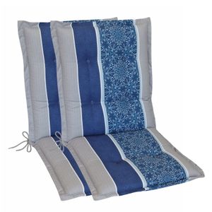 RelaxXL Niedriglehner-Auflage VALERIA Gartenstuhlauflage mit Streifen-Muster Blau 103x50x7,5cm 2 Stück