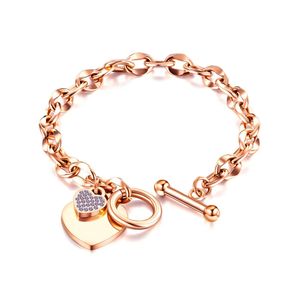 ALSTER HERZ Armband Damen Mädchen, mit Strassherz-Anhänger, J0317, ideal als Geschenk, J0317 Rosegold