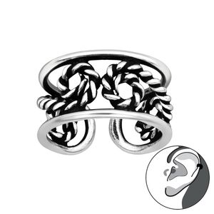 Ohrklemme „Seil“ Silber 925: Ear Cuff Ohrring ohne Loch tragbar
