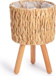 Blumentopf Übertopf Groß Blumenkübel Innen Pflanzentopf Set Korb Geflochten Holz 3pcs Set / Design 7