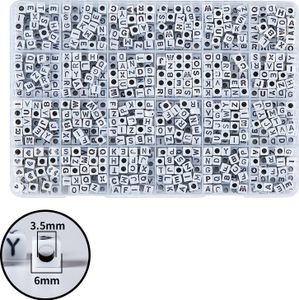 960 Buchstabenperlen quadratische weiße Kunststoff -Kunststoff -Buchstabenperlen