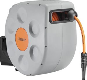 claber® Premium Schlauchtrommel mit automatischer Aufwicklung und Slow Rewind System 30m