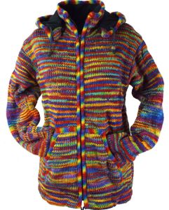 Strickjacke Wolljacke Nepaljacke - Modell 12, Herren, Mehrfarbig, Wolle, Größe: M