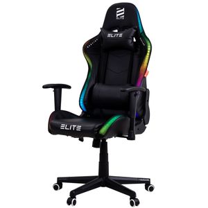 ELITE Gaming Stuhl DESTINY - Bürostuhl - Bis 170kg - Auch als RGB - Schreibtischstuhl - Chefsessel - Drehstuhl (RGB - Schwarz)
