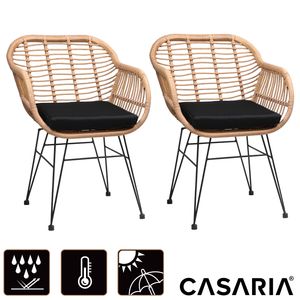 Casaria 2er Set Korbsessel Gartenstuhl Esszimmerstühle mit Auflagen in Rattan Optik Gartensessel