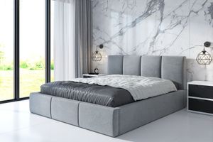Polsterbett ORIN 180x200 mit Matratze und Bettkasten. Farbe: Grau.