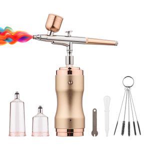 Tragbares Airbrush-Kit mit Kompressor, kabelloser Hand-Airbrush-Stift, Dual-Action, 3-stufig einstellbarer Druck, eingebauter Akku zum Malen, Modellieren, Faerben, Nail Art, Make-up, Kuchen, Dekorieren