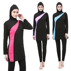 Damen Muslim Islamisch Badeanzug Modest Strand Bodycon Burkini Satz Schwimmanzug Modest Arab Strand Blau M
