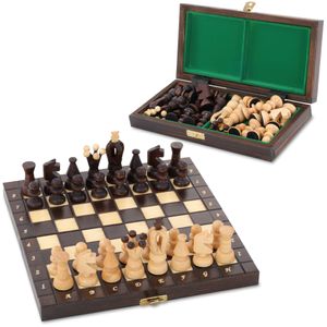 Schachspiel Schach Schachbrett Holz 25 cm Chess Board Set klappbar mit Schachfiguren für Kinder und Erwachsene