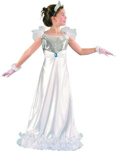 Kostým vznešenej princeznej s flitrami bielo-strieborno-modrý