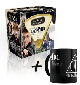 Trivial Pursuit Harry Potter Gesellschaftsspiel + Zaubertasse Tasse "Deathly Hallows"