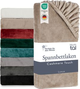Blumtal Spannbettlaken Cashmere Touch 120 x 200 cm Plüsch - Mikrofaser Spannbettlaken warm - Spannbettlaken dicker Stoff - warme Spannbettlaken Beige