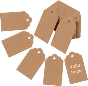 Belle Vous Geschenk Anhänger (1000Stk) 4,5 x 2,5cm Rechteckige Kraftpapier Anhänger DIY Etiketten zum Beschriften, Preisetiketten, Papier Anhänger zum