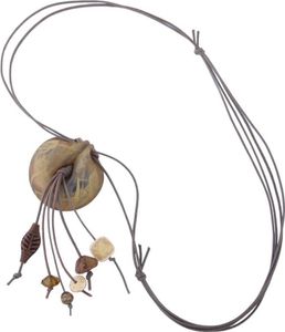 Kette 52mm Anhänger Amulett Kunststoff oliv-marmoriert Kordel oliv 100cm