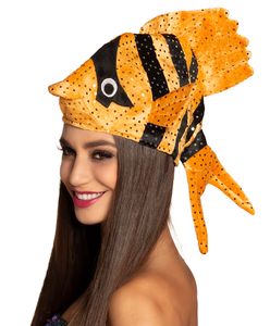 B99942 orange-schwarz Damen Herren Fisch Mütze Kappe Hut