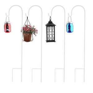 WISFOR 8 ks zahradní tyč s hákem, tyč s lucernou a hákem, 90 cm větrná světelná tyč Dekorativní tyč Světelná tyč pro svatební výzdobu, krmítko pro ptáky, vánoční osvětlení, lucerny, solární světla