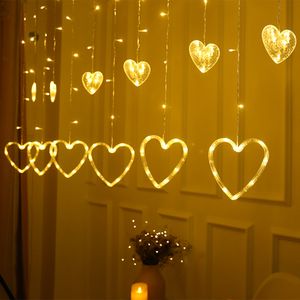 LED Herz Lichterkette 3.5M 8 Beleuchtungsmodi Lichtervorhang für Hochzeit Valentinstag Weihnachten Party Deko, Warmweiß