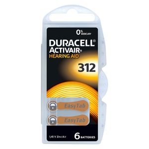 Duracell ActivAir 312 - Zink-Luft Hörgeräte Knopfzelle - 6er Pack