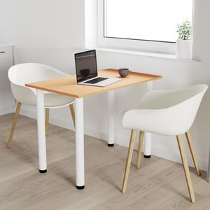 60x60 | Esszimmertisch - Esstisch - Tisch mit WEIßEN  Beinen - Küchentisch - Bürotisch | BAYERISCHE BUCHE
