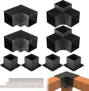 VEVOR sada konzol pre pergoly 152,4 x 152,4 mm, 8 kusov, 3-cestné rohové konzoly pre vysokú záťaž, drevené výrobky, základňa pre stĺpiky pre domácich majstrov, jednoduchá inštalácia, drevené trámy pre altánky, pergoly na terasu, kovania pre pergoly na vonkajšie použitie