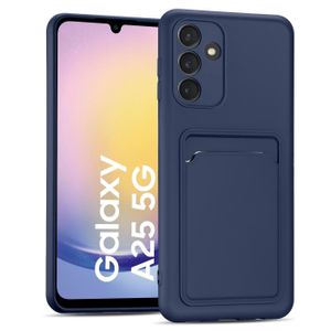 Handyhülle für Samsung Galaxy A25 5G Hülle Silikon Schutzhülle mit Kartenfach Slim Wallet Case, Blau